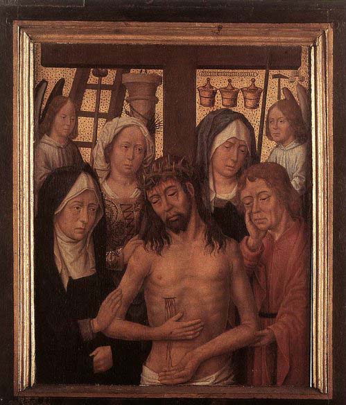 Man of Sorrows with Mary and John and Two Holy Women